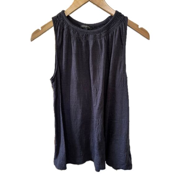 Banana Republic Factory Navy Blue Scrunch Front Sleeveless Textured Blouse Top S - Picture 1 of 4